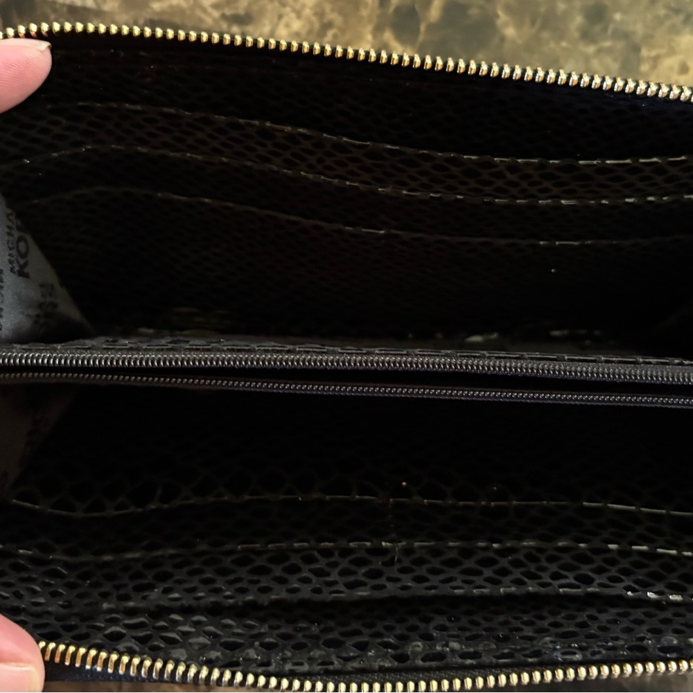 Michael Kors Black Snakeskin Wallet with Gold Accents - Picture 5 of 5